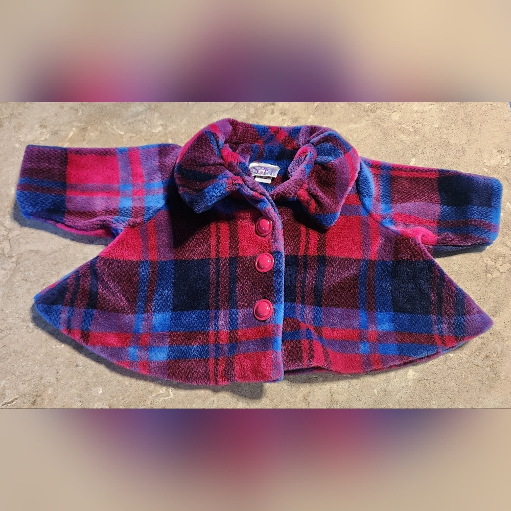 Storybook Heirlooms Vintage Plaid Holiday Pea Coat Girls Size 3t 90s Winter Pink
